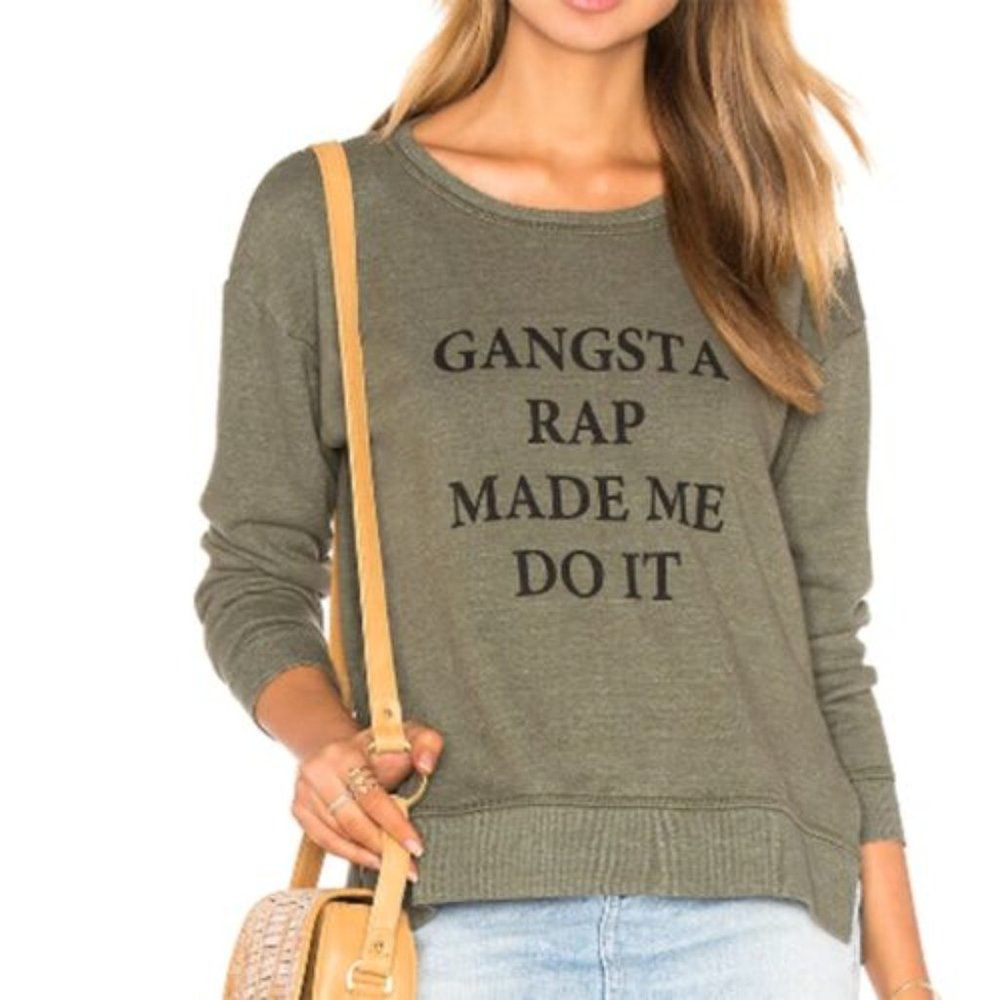 REVOLVE - TYLER JACOBS Gangsta Rap Made Me Do It Jolie Pullover in Olive